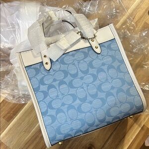 Coach Blue and White Women's Tote Bag